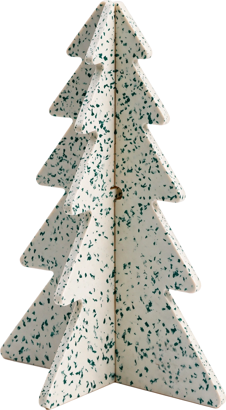 Árbol de Navidad Marsella en Gravitec®, blanco arena con motas verdes