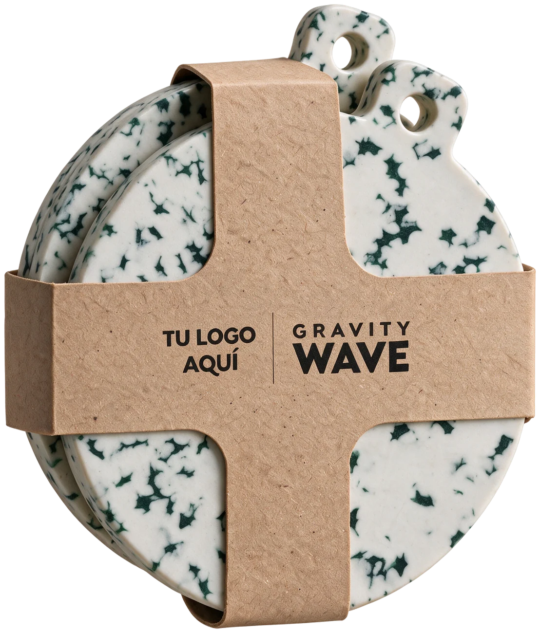 Pack of two baubles with the kraft cross band customised with your logo