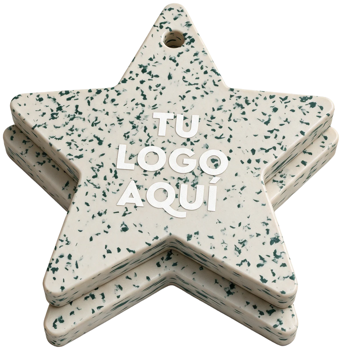 Two Gravitec Christmas stars in Marsella finish, sandy white with green flecks