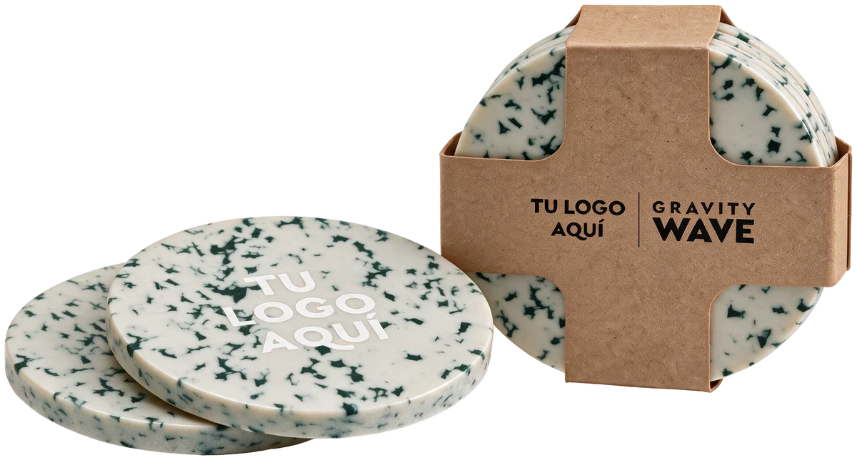 Customised kraft band and your logo printed on each coaster