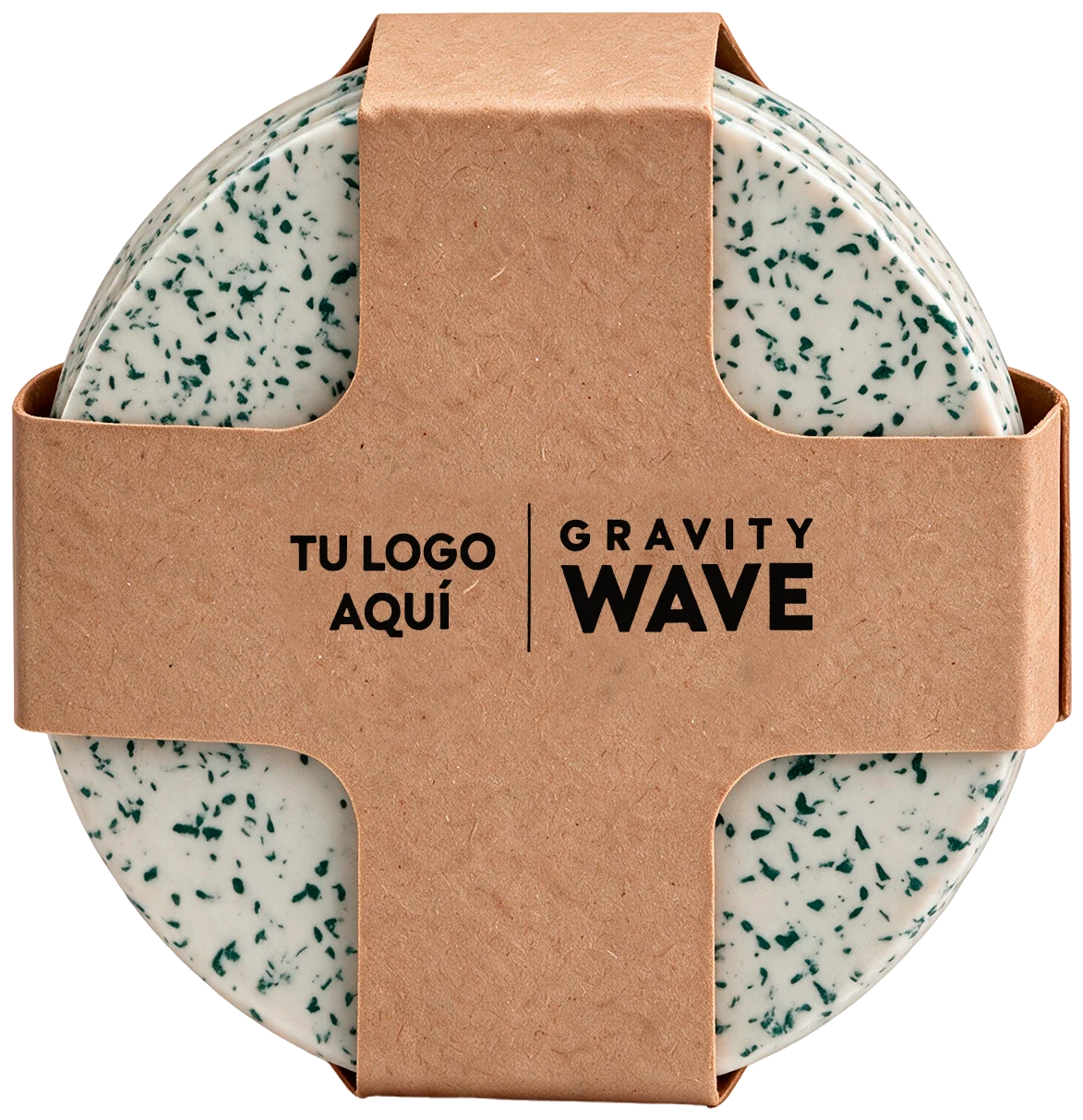 Pack of coasters with the kraft band customised with your logo